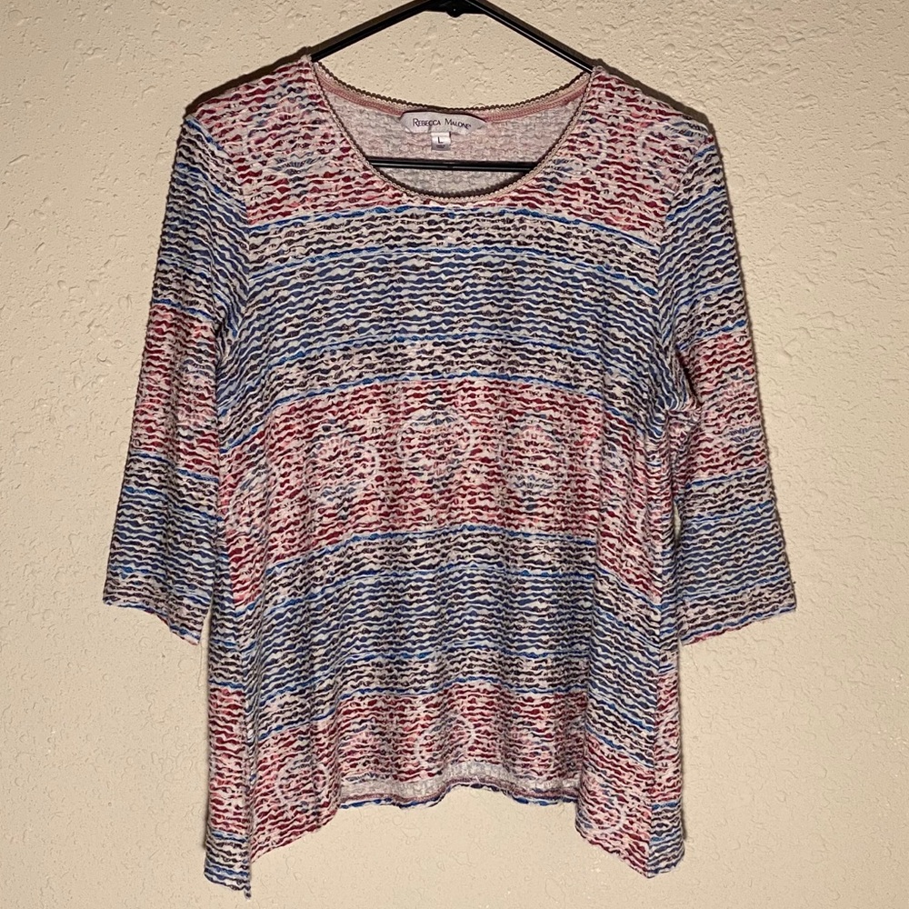 Rebecca Malone Short Sleeve Knot Top Size Large